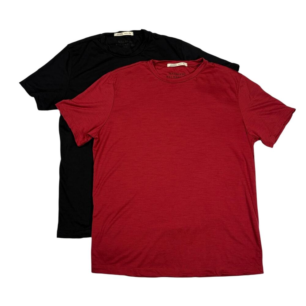 Maurizio Baldassari Brera Bundle Set 2 Virgin Wool Short Sleeve T-shirts Mens M